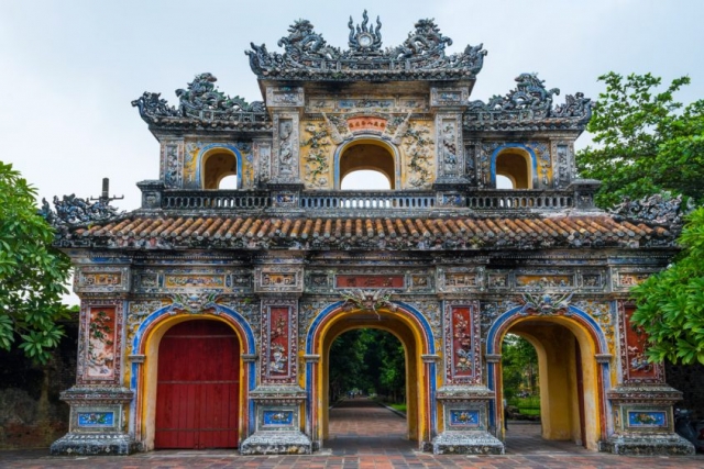 The Hiển Nhơn Gate is one of the entrances to the Purple Forbidden City, residence of Nguyen Dynasty emperors within the Imperial Citadel in Hue.