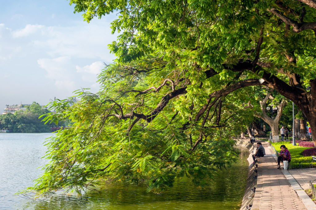 The park around Hoan Kiem Lake is a beautiful public space in the heart of Hanoi